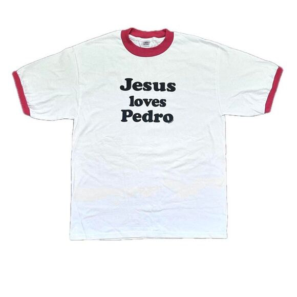 Early 2000’s Jesus Loves Pedro Napoleon Dynamite Parody Jesus Ringer T Shirt - Picture 1 of 3